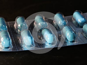 Pharmaceuticals antibiotics pills medicine /colorful antibacterials pills on white background /capsule pill medicine