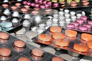 Pharmaceuticals antibiotics tablets capsule in a blister vitamins treatment medicin