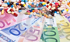 Pharmaceuticals on euro notes photo