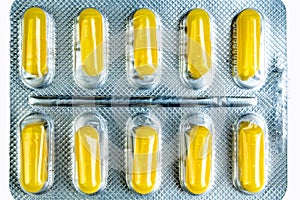 pharmaceuticals pills, tablet and capsules medicine on white background.