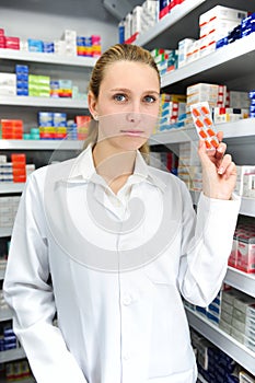 Pharmacist selling pills