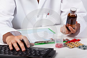 Pharmacist selling syrup