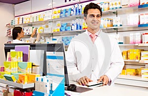 Pharmacists pharmacist at the chemists shop