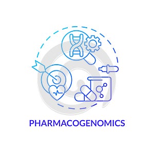 Pharmacogenomics blue gradient concept icon photo