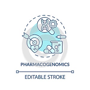 Pharmacogenomics turquoise concept icon photo