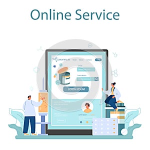 Pharmacologist online service or platform. Pharmacist preparing