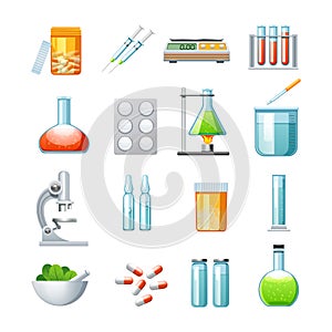 Pharmacology Flat Icons Collection photo