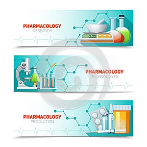 Pharmacology 3 Horizontal Banners Set photo