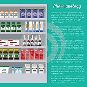 Pharmacology Poster and Text Vector Illustration