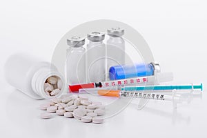 Pharmacology tablets vials syringes