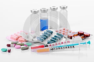 Pharmacology tablets vials syringes