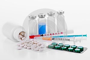 Pharmacology tablets vials syringes