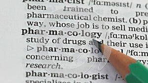 Pharmacology word meaning in dictionary, medication production business, studies