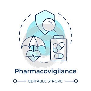 Pharmacovigilance soft blue concept icon