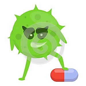 Pharmacy antibiotic resistance icon, cartoon style