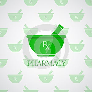 Pharmacy background - mortar in green color