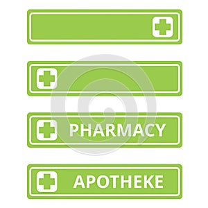 Pharmacy banners on a white background with copy space