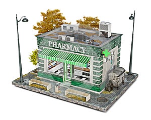 Pharmacy building on a piece of ground