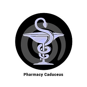 Pharmacy Caduceus Symbol Icon Design Medical Health Snake Symbol Black Background