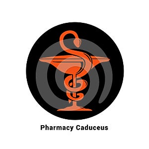 Pharmacy Caduceus Symbol Icon Design Medical Health Snake Symbol Black Background