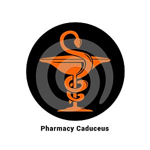 Pharmacy Caduceus Symbol Icon Design Medical Health Snake Symbol Black Background