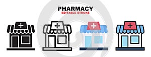 Pharmacy icon set with different styles