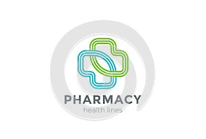 Pharmacy Logo cross design vector Linear. Clinic