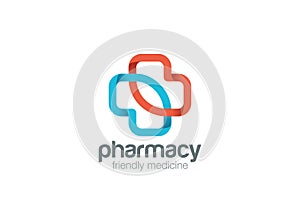 Pharmacy Logo eco green cross design vector template.Clinic Medicine Logotype concept icon