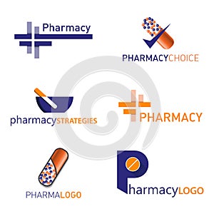 Pharmacy logo. Set vector