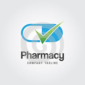 Pharmacy Logo template.  Medicine and heart icon for Dispensary,Drugstore, Hospital and Clinic photo