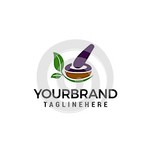 Pharmacy medical logo, natural mortar and pestle