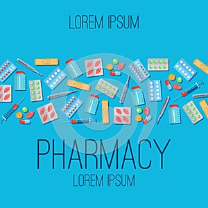 Pharmacy poster flat icons