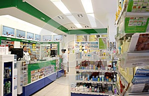 Pharmacy shop drugstore interior