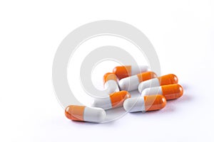 Pharmacy theme, Heap of orange white medicament