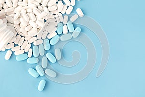 Pharmacy theme, white medicine tablets antibiotic pills.