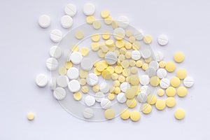 Pharmacy theme, white medicine tablets antibiotic pills