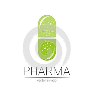 Pharmacy vector symbol for pharmacist, pharma store, doctor and medicine. Modern design vector logo on white background