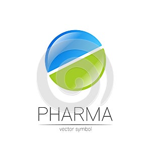 Pharmacy vector symbol for pharmacist, pharma store, doctor and medicine. Modern design vector logo on white background