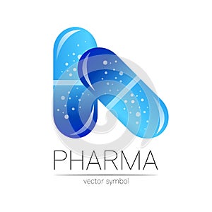 Pharmacy vector symbol for pharmacist, pharma store, doctor and medicine. Modern design vector logo on white background