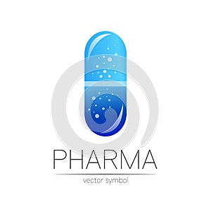 Pharmacy vector symbol for pharmacist, pharma store, doctor and medicine. Modern design vector logo on white background