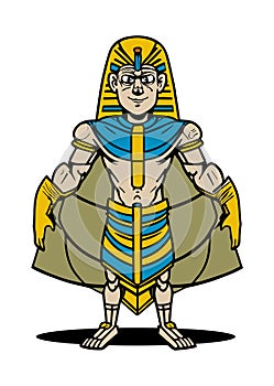Pharonic King Cartoon Comic Character vector art drawing super hero style