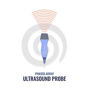 Phased array ultrasound probe transducer sonography diagram