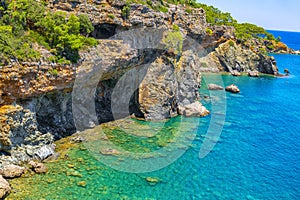 Phaselis ancient city is located in the Kemer district of Antalya province.