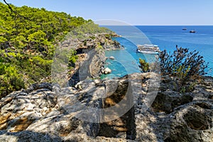 Phaselis ancient city is located in the Kemer district of Antalya province.