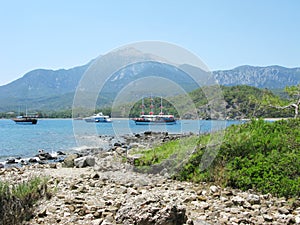 Phaselis bay with yachts kemer turkey