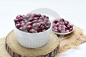 Phaseolus vulgaris Red beans displayed in different containers