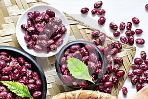 Phaseolus vulgaris Red beans displayed in different containers