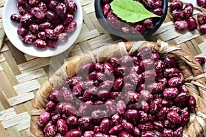 Phaseolus vulgaris Red beans displayed in different containers