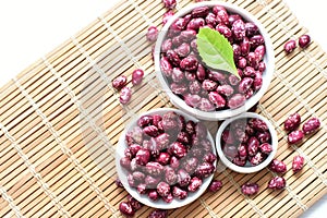 Phaseolus vulgaris Red beans displayed in different containers