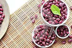 Phaseolus vulgaris Red beans displayed in different containers